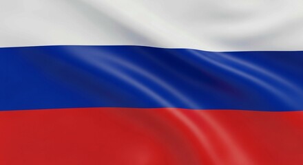 Fototapeta premium A vibrant depiction of the Russian flag, with its iconic white, blue, and red bands gently rippling. 