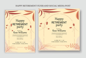 A set of Retirement party invitations, Vector illustration.