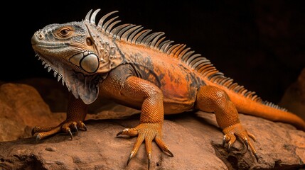 Obraz premium Full-body profile of spiny-tailed iguana in motion, sharp detail on scales and toes