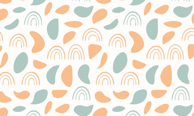 Simple minimalist seamless pattern with abstract rainbows
