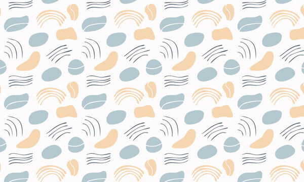 Fototapeta Minimalist abstract seamless pattern with organic shapes and arches
