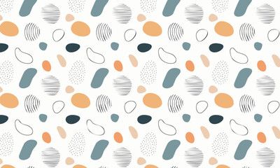 Minimalist abstract collage seamless pattern with textured shapes