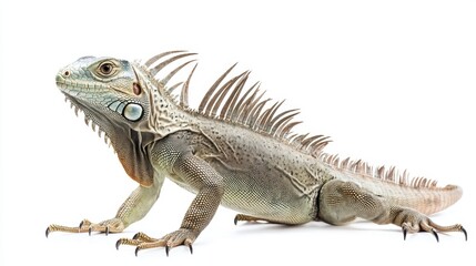 Obraz premium Isolated image of iguana in crawling pose with full scale and spine structure shown