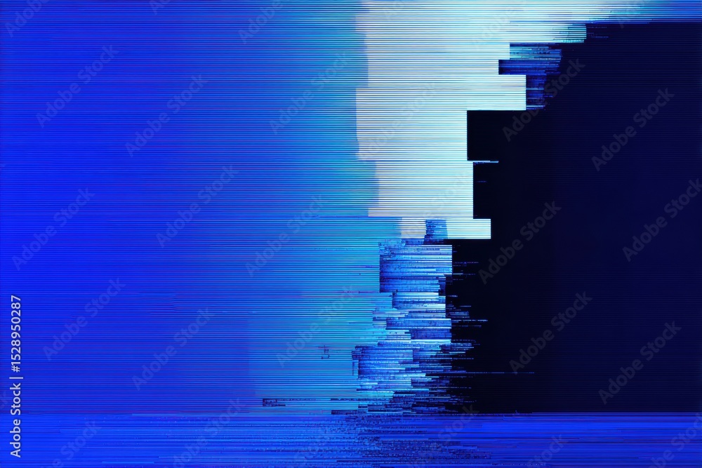Poster Blue Screen of Death Displaying Pixel Glitches on a Computer Screen With Minimal Left Margin Detail Captured During a System Error
