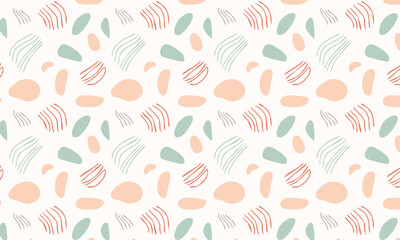 Simple abstract seamless pattern with brush strokes and blobs