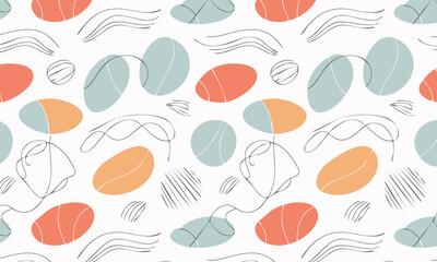 Minimalist abstract seamless pattern with continuous line art