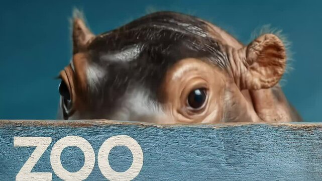 Hippo peeking zoo enclosure.