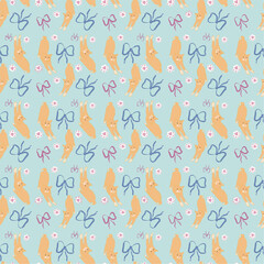 Cat bow coquette seamless background, with high quality resolution, for wallpaper and background, textile