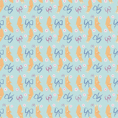 Cat bow coquette seamless background, with high quality resolution, for wallpaper and background, textile