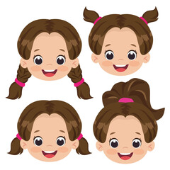 Cute girl face vector cartoon illustration