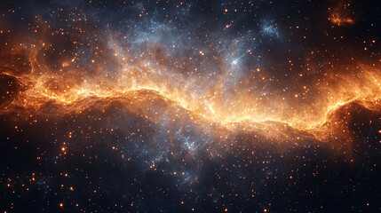 Cosmic Ribbon of Orange and Blue Stars in Deep Space