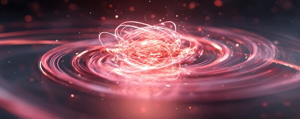 pink glowing energy-infused wireless charging concept abstract charge swirl and inner sci-fi core glow on futuristic tabletop