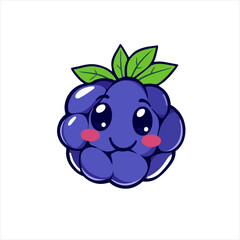 Cute Blueberry Icon Logo, Cartoon Fruit Vector Illustration