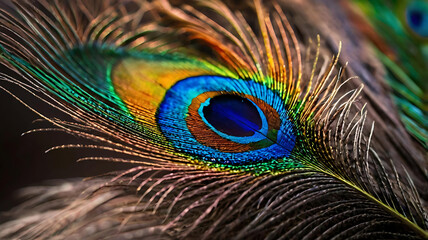 Obraz premium Vibrant Peacock Feather Close-Up