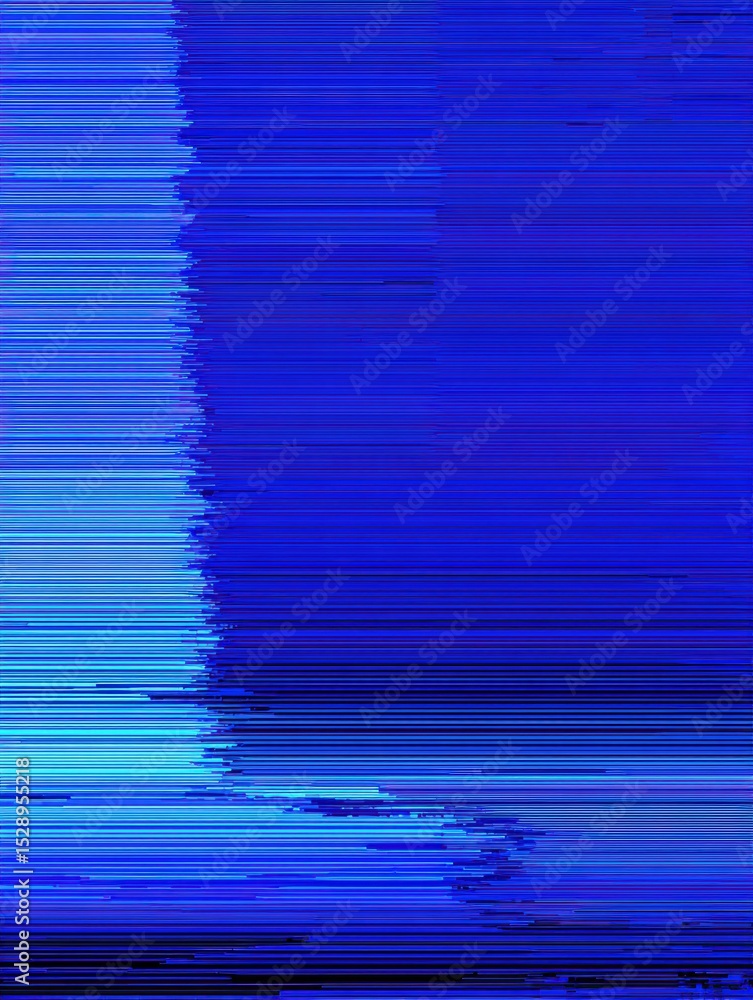 Poster glitching blue screen of death with pixel distortion highlighting technical issues on a digital devi