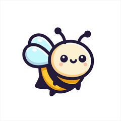 Obraz premium Cute Baby Bee Logo With Wings, Animal Vector Illustration