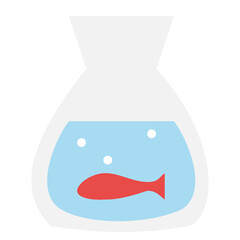 Goldfish in plastic bag flat illustration