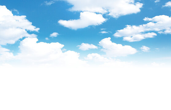 blue sky with clouds on white background
