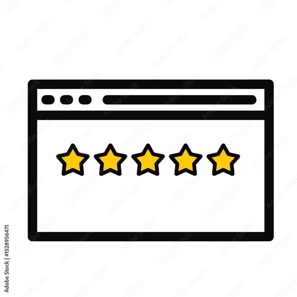 Poster five star rating in web browser window icon