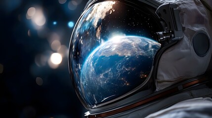 Astronaut's Gaze: Earth's Reflection in Space