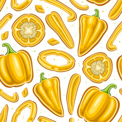 Vector Yellow Pepper Seamless Pattern