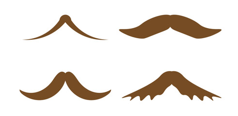 Fototapeta premium mustache set on white background,