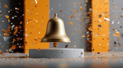 Golden Bell with Festive Confetti