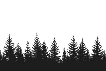 Obraz premium Pine tree border trees silhouettes black.