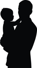 Parent holding child silhouette isolated on transparent background
