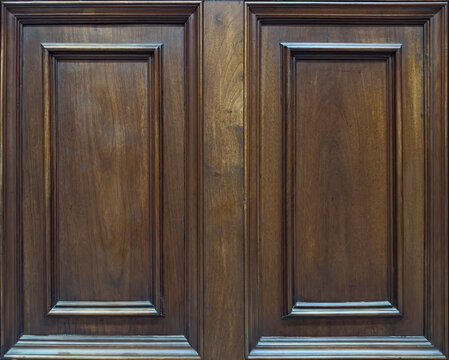 Elegant Dark Wood Cabinet Doors with Classic Recessed Panels and Decorative Molding