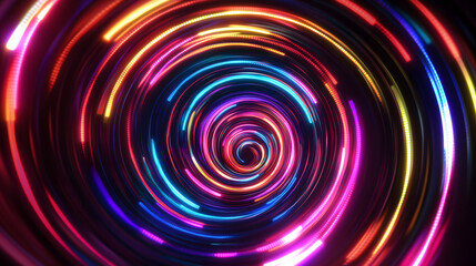 Obraz premium Vibrant abstract spiral of colorful light trails creating a dynamic and energetic pattern.