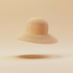 Floating woven sun hat illustration