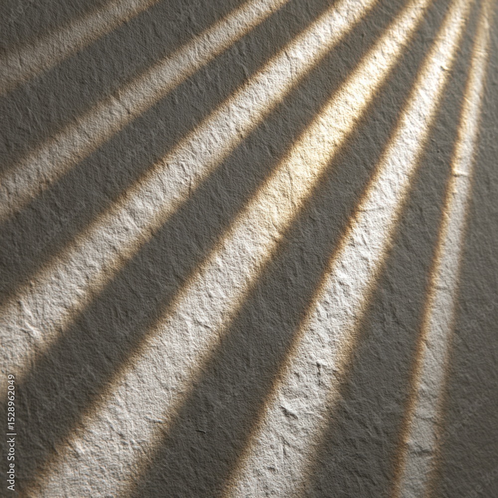 Poster sun rays gently illuminating a textured cotton paper background, creating a warm and serene atmosphe