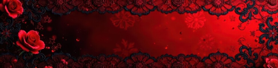 Intricate red & black flamenco lace Dramatic, artistic design , bordado, shadowy