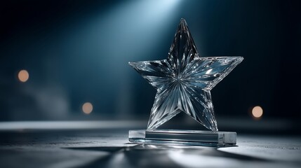 Crystal Star Award on Reflective Surface