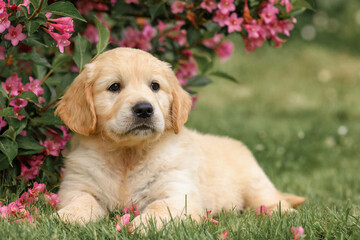 portrait of puppy dog ​​close up golden retriever labrador isolated