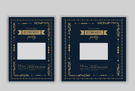 Set of retirement party invitation, square banner, instagram story and a4 poster, vector illustration Retirement Flyer Design Template. Retirement Party Invitation Layout, square banner, and a4 poster