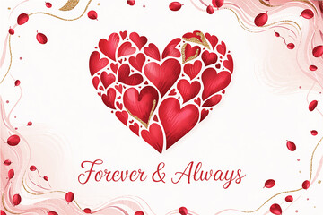 Romantic valentine s day heart design forever and always