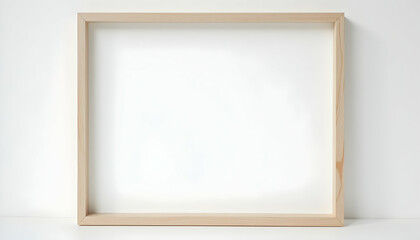 Empty Wooden Frame on White Surface for Art or Display