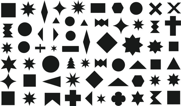 Geometric Shapes Pattern in Black and White, Diverse Forms and Arrangements