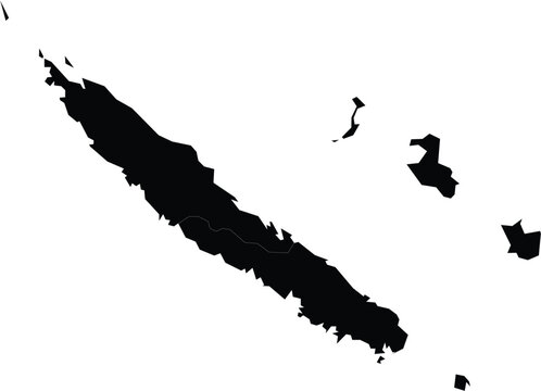 vector silhouette map of new caledonia with island contours isolated on white background for design and mapping

