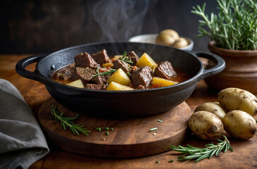 Savory beef and potato stew, warm and comforting, perfect for chilly days.