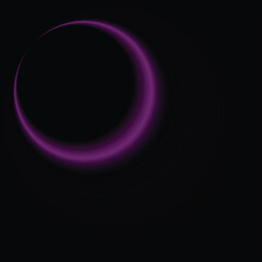 pruple neon circle, moon shape, black background, wallpaper, vector illustration