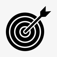 Bullseye Target Icon with Arrow Hitting the Center Symbolizing Accuracy, Goal Achievement, and Precision

