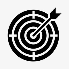 Bullseye Target Icon with Arrow Hitting the Center Symbolizing Accuracy, Goal Achievement, and Precision
