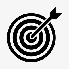 Bullseye Target Icon with Arrow Hitting the Center Symbolizing Accuracy, Goal Achievement, and Precision

