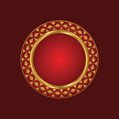 Luxury Red and Gold Ornate Circular Frame • Decorative Border Vector Design