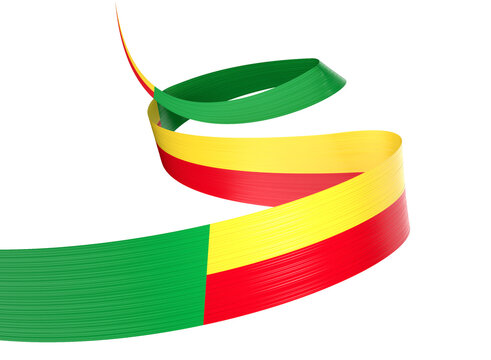 3d Flag Of Benin 3d Shiny Waving Benin Ribbon Flag On White Background 3d Illustration - Powered by Adobe