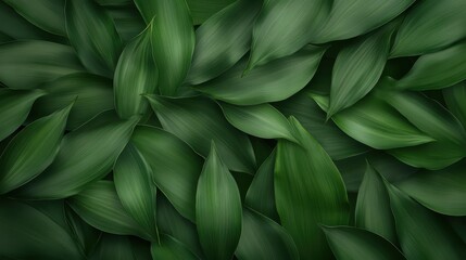 Fototapeta premium A mesmerizing close-up arrangement of lush green leaves, demonstrating intricate textures and vibrant colors that evoke a sense of nature's beauty and serenity in a natural setting.