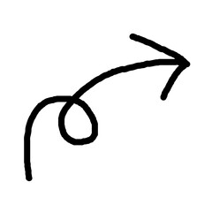 Hand drawn arrow vector. Simple arrow isolated on white background. Arrow mark icon, grunge arrow paint.